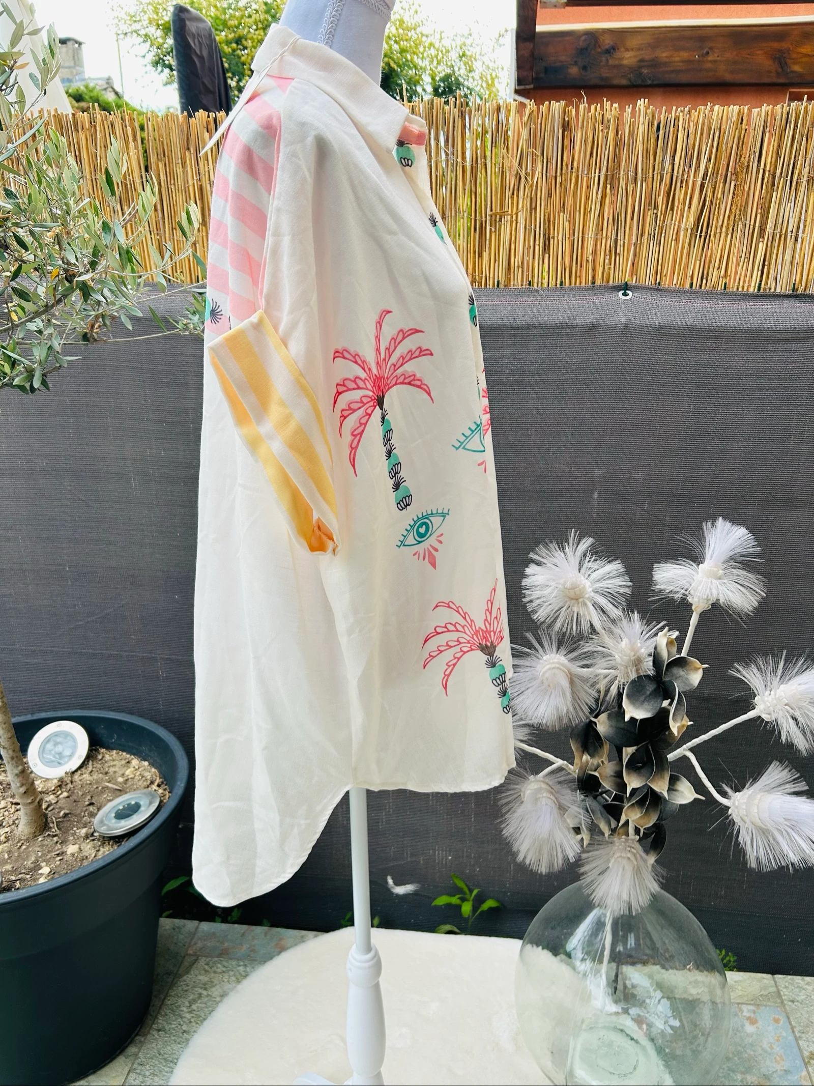 Oversized bohemian blouse with  motif 36-48 – photo 7